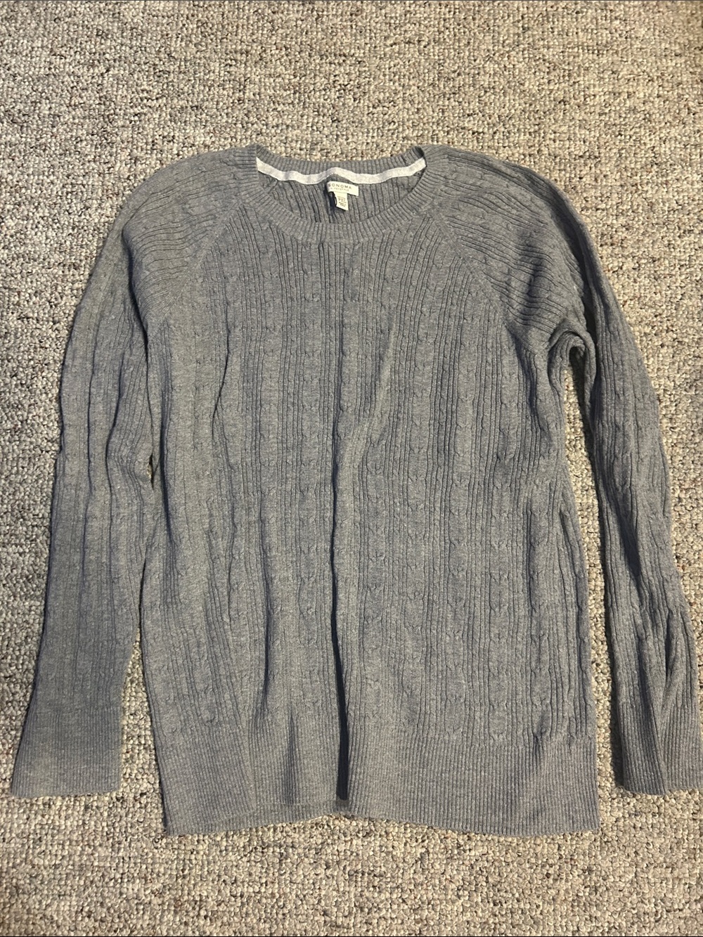 Sonoma Gray Cable Knit Crewneck Sweater